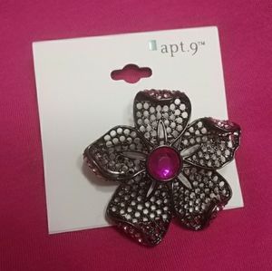 APT 9 Fuscia Flower Brooch Pin NWT